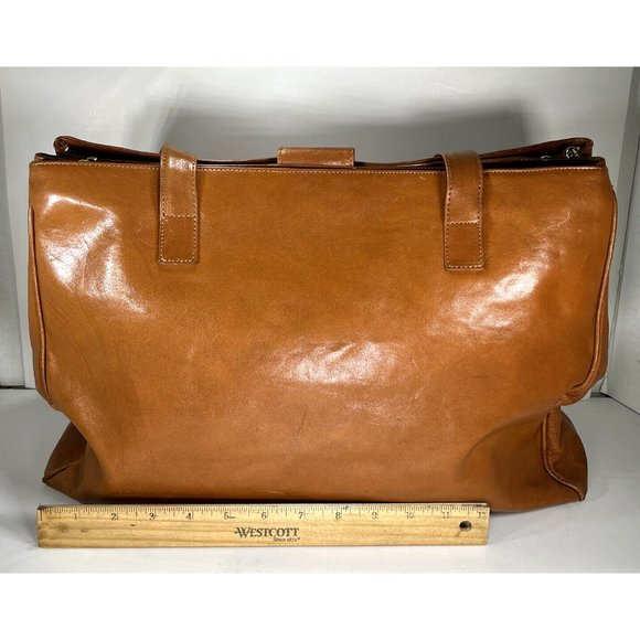 Dillards Vintage  Briefcase Brown Italian Leather Multi Compartment - Distressed - Picture 8 of 12